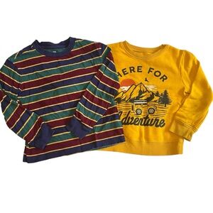 4-5 Years GAP Kids Striped Long Sleeve & Cat & Jack Yellow Adventure Sweatshirt